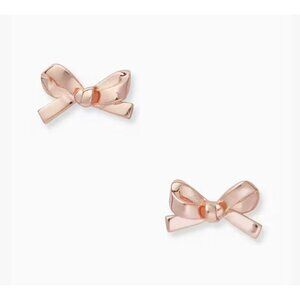 Kate Spade Rose Gold Bow Stud Earrings With Dust Bag - New